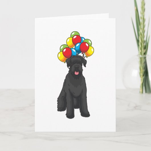 Carte Schnauzer géant avec des ballons (Devant)
