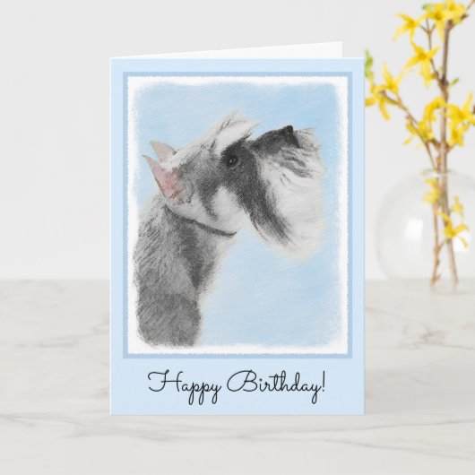 Carte Schnauzer (géant, standard) Peinture - Dog Art (Fleur jaune)