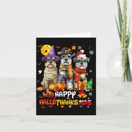 Carte Schnauzer Happy Hallothanksmas Dog Lover Christmas (Devant)