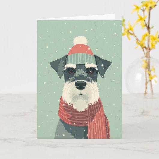 Carte Schnauzer Holiday Greeting (Fleur jaune)