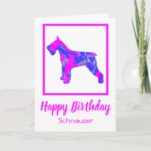 Carte Schnauzer Hot rose Silhouette Chien drôle Annivers
