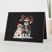 Carte Schnauzer Renne Père Noël Chapeau Xmas Lumières No (Dos)
