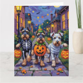 Carte Schnauzer Trick-or-Treating in Halloween Costumes (Devant)