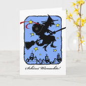 Carte Schoni Wienachte, Befana la sorcière de Noël (Fleur jaune)