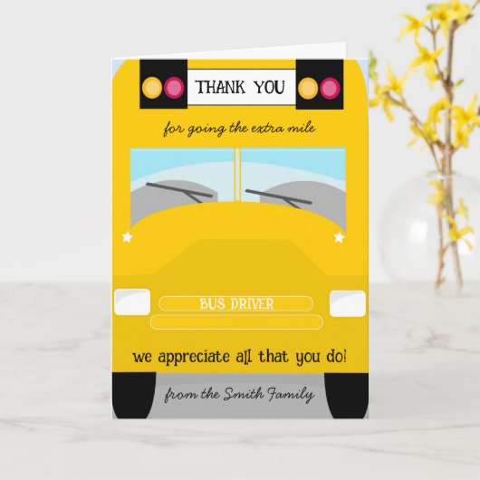 Carte school driver thank you vend (Fleur jaune)