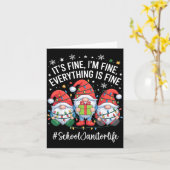 Carte School Janitor Gnome Everything Is Fine Funny Chri (Fleur jaune)
