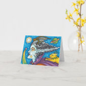 Carte SCI FI SPACE WITCH & COMET CAT HALLOWEEN Vide (Fleur jaune)