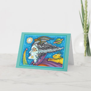 Carte SCI FI SPACE WITCH & COMET CAT HALLOWEEN Vide