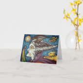 Carte SCI FI SPACE WITCH & COMET CAT HALLOWEEN Vide (Fleur jaune)