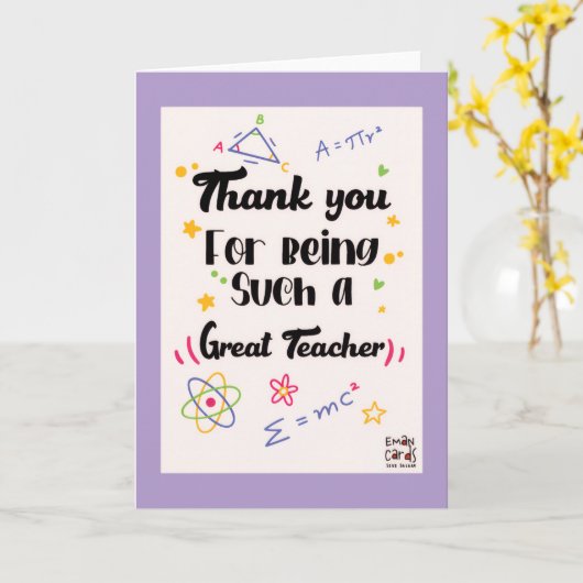 Carte Science and Maths Teacher - Thank you (Fleur jaune)