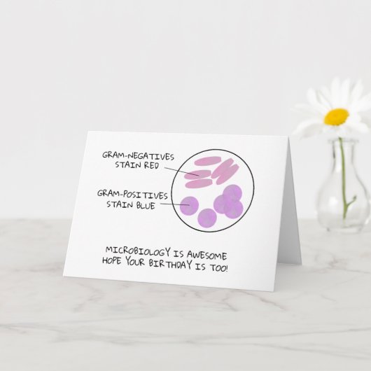 Carte Science Anniversaire Microbiologie Gram Stain Poem (Petite plante)