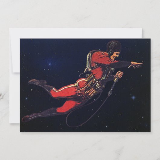 Carte Science-fiction vintage d'astronaute dans l'espace (Devant)