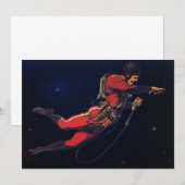 Carte Science-fiction vintage d'astronaute dans l'espace (Devant / Derrière)