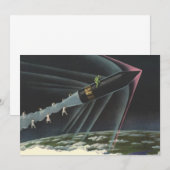 Carte Science-fiction vintage d'un astronaute chevauchan (Devant / Derrière)