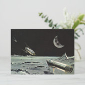 Carte Science-fiction vintage, Fusées spatiales Lune Pla (Debout devant)