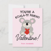 Carte scolaire Koala Bear Valentine's Day (Devant)