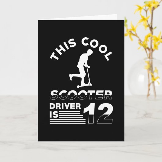 Carte Scooter Anniversaire 12 ans (Fleur jaune)