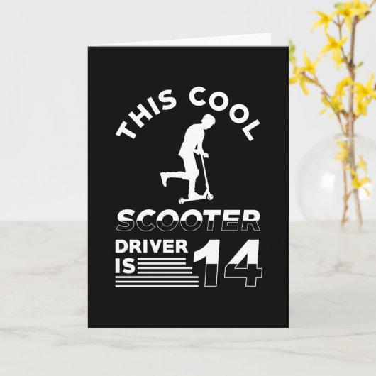 Carte Scooter Anniversaire 14 ans (Fleur jaune)
