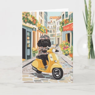 Carte Scooter Doodle Noir Riding Rues de la ville europé