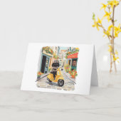 Carte Scooter Doodle Noir Riding Rues de la ville europé (Fleur jaune)