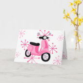 Carte Scooter rose (Fleur jaune)
