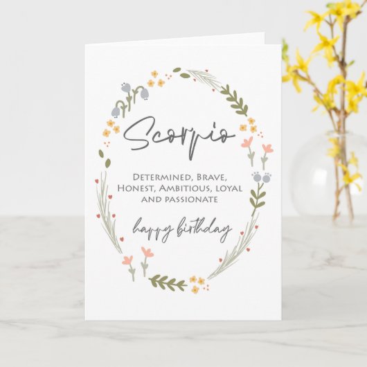 Carte Scorpio Anniversaire Zodiac Star Signal Personnali (Fleur jaune)