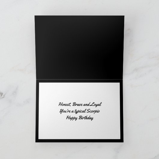 Carte Scorpio Black Scorpion Star Sign Custom Anniversai (Intérieur)