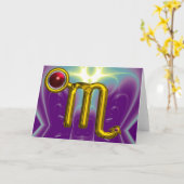 Carte SCORPIO Zodiac Anniversaire Grenade rouge (Fleur jaune)