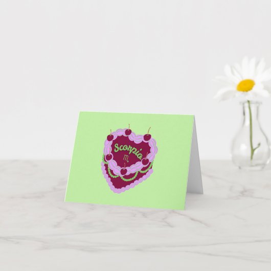 Carte Scorpio Zodiac Pastel Coeur Gâteau d'anniversaire (Petite plante)