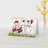 Carte Scottie Dogs Band, mignon et mignon (Fleur jaune)