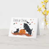 Carte SCOTTIE Papa et chiot Halloween (Fleur jaune)