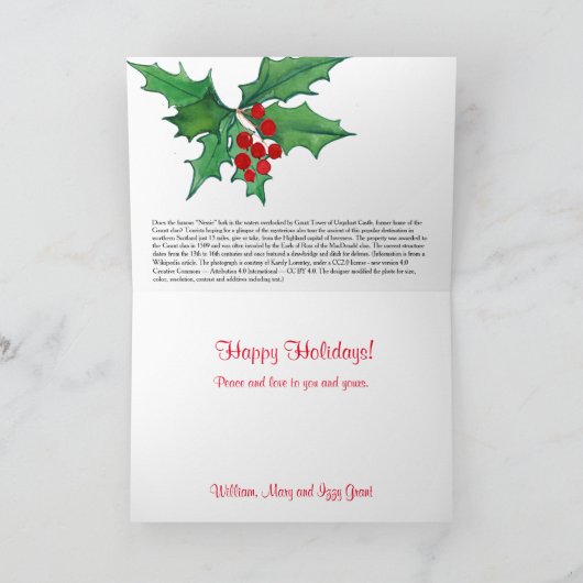 Carte Scottish Clan Grant Urquhart Castle Christmas (Intérieur)