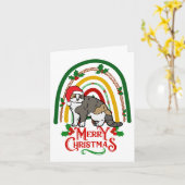 Carte Scottish Fold Cat Joyeux Noël (Fleur jaune)