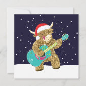 Carte Scottish Highland Cows Joue Une Guitare De Noël (Devant)