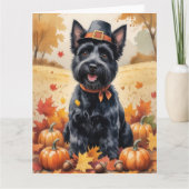Carte Scottish Terrier À L'Automne Laisse Thanksgiving A (Devant)