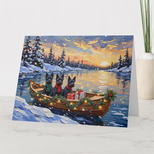 Carte Scottish Terrier Christmas Boat Holiday (Devant)