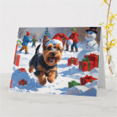 Carte Scottish Terrier coule la neige avec le Casquette  (Fleur jaune)