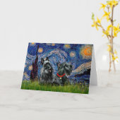 Carte Scottish Terrier (deux noir) - Starry Night (Fleur jaune)