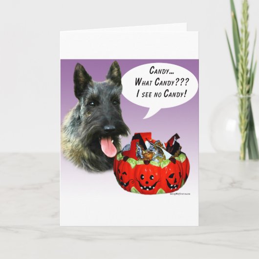Carte Scottish Terrier Halloween Candy (Devant)