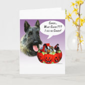 Carte Scottish Terrier Halloween Candy (Fleur jaune)
