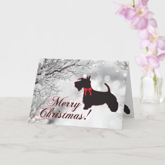 Carte Scottish Terrier Joyeux Noël (Orchidée)