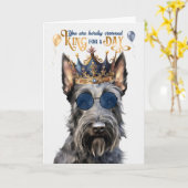Carte Scottish Terrier King pour une journée d'anniversa (Fleur jaune)