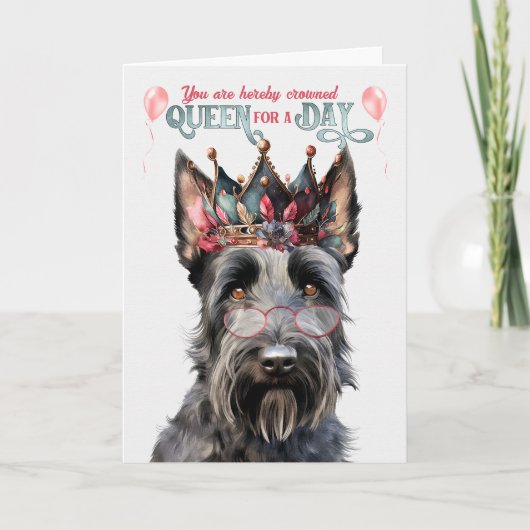 Carte Scottish Terrier Queen pour une journée d'annivers (Devant)