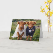 Carte Scottish Wedding Highland Cows (Fleur jaune)
