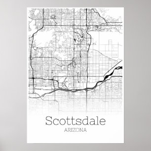 Carte Scottsdale - Arizona - Affiche de la carte d
