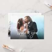 Carte Script Chic Simple Elégant Mariage Merci Photo (Devant/Arrière en situation)