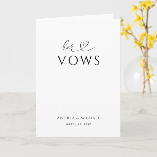 Carte Script Coeur romantique Moderne Ses Vows Mariages (Fleur jaune)