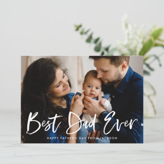 Carte Script de brosse moderne Meilleure Fête des pères  (Debout devant)