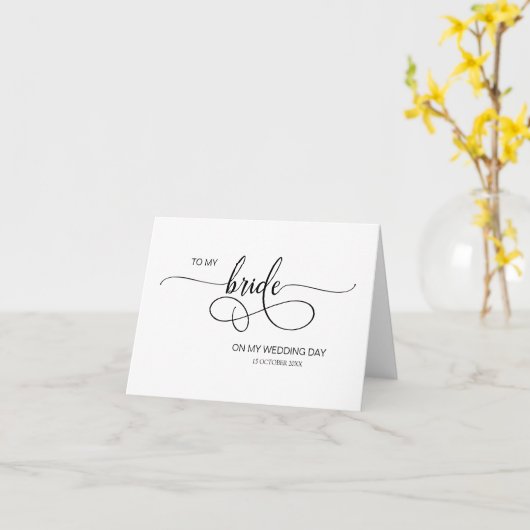 Carte Script de calligraphie à ma mariée le jour de mon (Fleur jaune)