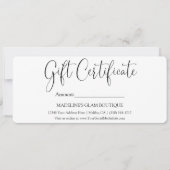 Carte Script de calligraphie Certificat cadeau d'affaire (Devant)